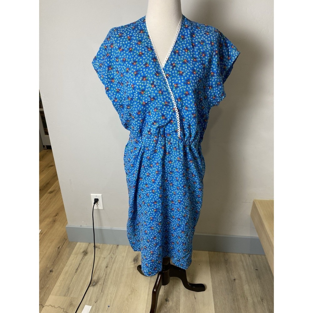 VintGe 60's Handmade Floral House Dress SOFT Cotton M/L Cottage Core Grannycore